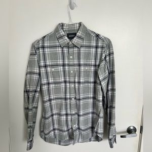 Bonobos Men’s Long Sleeve Button Down Flannel in Grey and White Size Large Slim